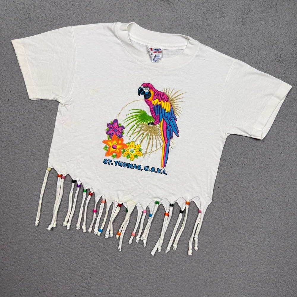 Kids Vintage 90s Saint Thomas Parrot Animal‎ Nature T-shirt